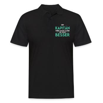 Kapitän - wird besser - Männer Poloshirt - Schwarz - Vorne - Kai (181cm)