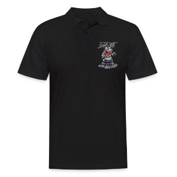 Hippopotame fou au bord de la folie style bande dessinée - Polo Homme - noir - Devant - Kai (181cm)