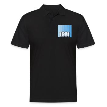 Jahr 1991 - Männer Poloshirt - Schwarz - Vorne - Kai (181cm)