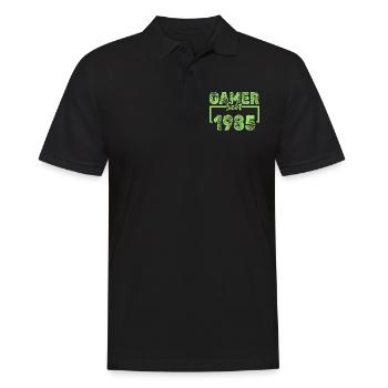 Jahr 1985 - Männer Poloshirt - Schwarz - Vorne - Kai (181cm)