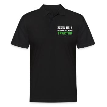 Traktor Landwirt Bauer Trecker lustiger Spruch - Männer Poloshirt - Schwarz - Vorne - Kai (181cm)