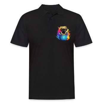 Mops Niedlicher Hund Farbeimer - Männer Poloshirt - Schwarz - Vorne - Kai (181cm)