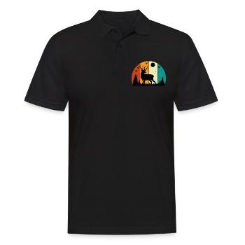 Retro Sunset Hirsch Lustige Jagd Humor - Männer Poloshirt - Schwarz - Vorne - Kai (181cm)