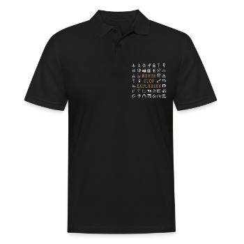 Never Stop Exploring - Männer Poloshirt - Schwarz - Vorne - Kai (181cm)