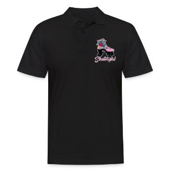 Skatergirl - Rollschuh Design - Männer Poloshirt - Schwarz - Vorne - Kai (181cm)