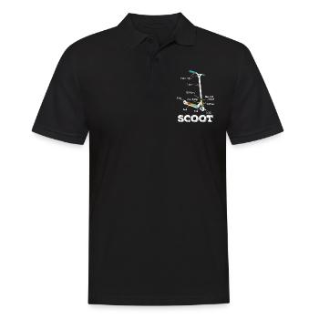Stuntcooter Roller - Scooter im Detail - Männer Poloshirt - Schwarz - Vorne - Kai (181cm)