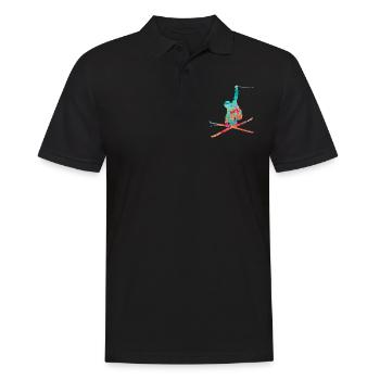 Skier Winter Sports - PopArt Style - Men's Polo Shirt - black - Front - Kai (181cm)