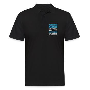 Marketing Manager – Multitasking Zauberer - Männer Poloshirt - Schwarz - Vorne - Kai (181cm)