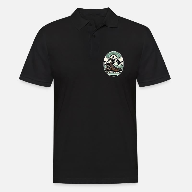 Drawing Hiker Bergwanderschuh - Männer Poloshirt - Schwarz