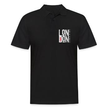 London Flag Distressed Typo - Men's Polo Shirt - black - Front - Kai (181cm)