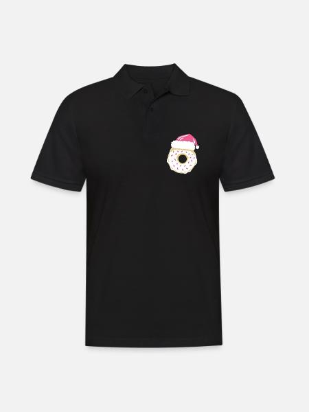 Donut Weihnachtsmütze - Männer Poloshirt - Schwarz