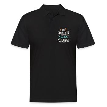 So sieht ein richtig cooler Pferdewirt aus Pferd - Männer Poloshirt - Schwarz - Vorne - Kai (181cm)