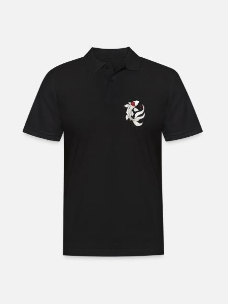 Elegant Koi Fish Illustration - Men's Polo Shirt - black