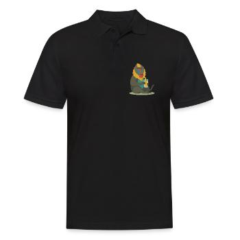 colorful mandrill enjoying a glass of juice in a relaxed manner - Men's Polo Shirt - black - Front - Kai (181cm)