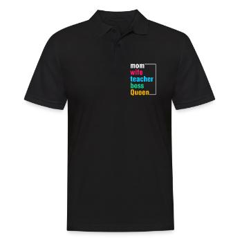Mom Wife Teacher Queen Shirt - Men's Polo Shirt - black - Front - Kai (181cm)