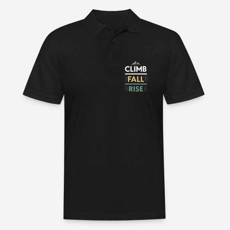 Climbs Falls Raises Mountain - Männer Poloshirt - Schwarz