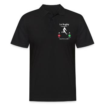 le rugby m'appelle et je dois y aller cadeau rugby - Polo Homme - noir - Devant - Kai (181cm)