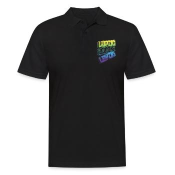 Leipzig Deutschland Stadt Schrift Skyline Heimat - Männer Poloshirt - Schwarz - Vorne - Kai (181cm)