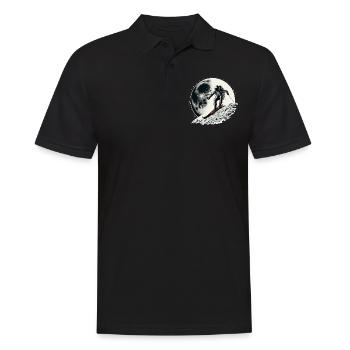 Ski Astronomisch - Skifahrer auf dem Mond - Männer Poloshirt - Schwarz - Vorne - Kai (181cm)