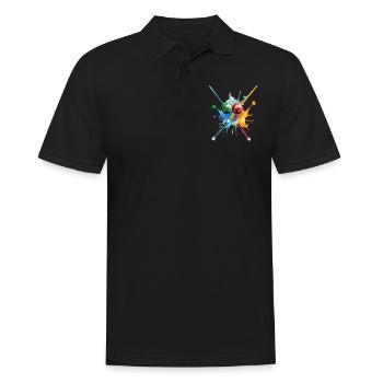 Billard Pool Snooker Queue Kugeln Splash Bunt - Männer Poloshirt - Schwarz - Vorne - Kai (181cm)