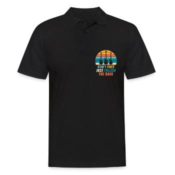 Funny DON'T FRET JUST FOLLOW THE BASS PLAYER - Männer Poloshirt - Schwarz - Vorne - Kai (181cm)