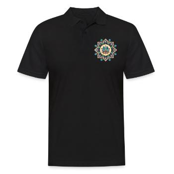Lotus flower, Mandala sticker - Polo Homme - noir - Devant - Kai (181cm)