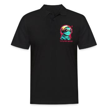 Cartoon Portrait, Totally Crazy Toad - Men's Polo Shirt - black - Front - Kai (181cm)
