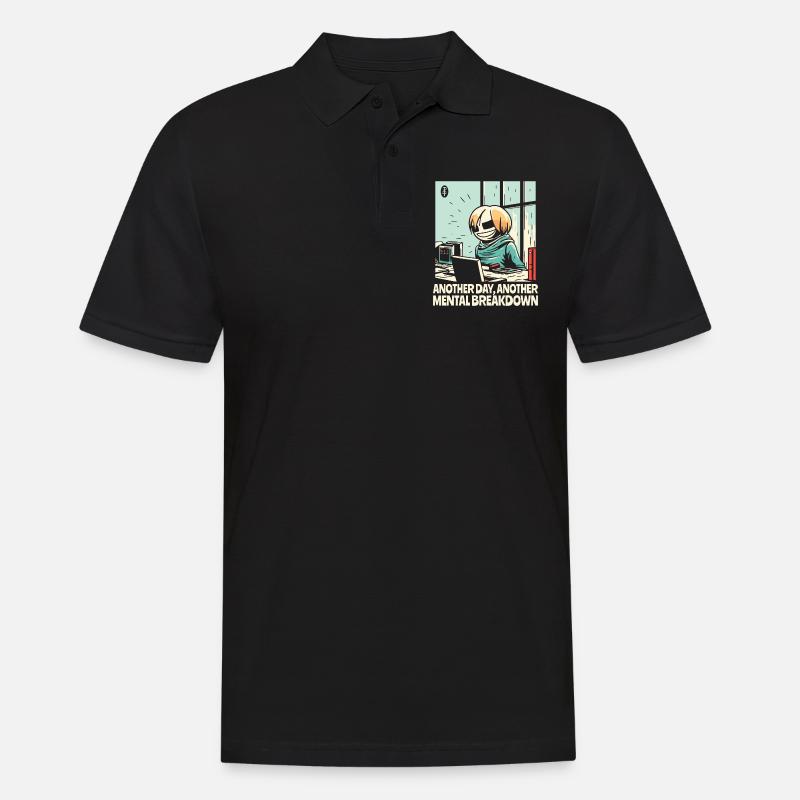 Ein weiterer Nervenzusammenbruch im Büro - Männer Poloshirt - Schwarz