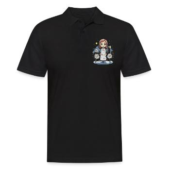 Cartoon Happy Sleepwalking and Daisies - Men's Polo Shirt - black - Front - Kai (181cm)