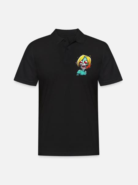 Gruseliges Zombie-Cartoon-Mädchen - Männer Poloshirt - Schwarz