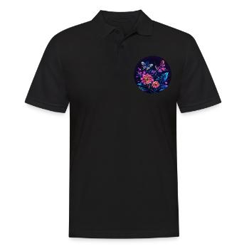 Neon butterflies at night - Men's Polo Shirt - black - Front - Kai (181cm)