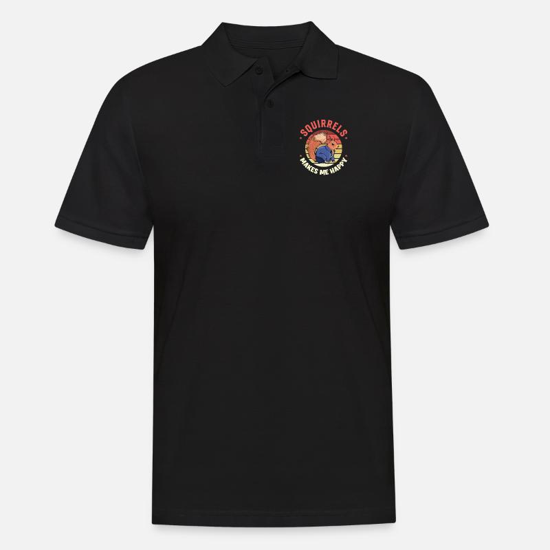 Squirrels Makes Me Happy Fuchshörnchen Squirrel - Männer Poloshirt - Schwarz