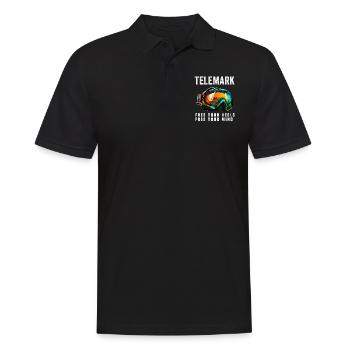 Telemark Ski Free Heel and Mind Goggles - Men's Polo Shirt - black - Front - Kai (181cm)