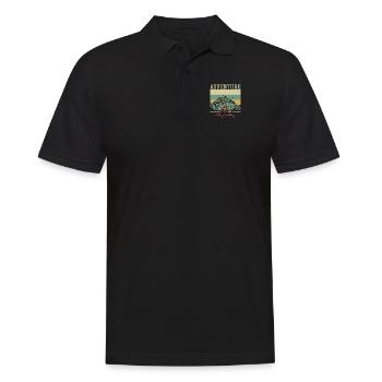 Adventure is Calling Trekking Bergwandern Hiking - Männer Poloshirt - Schwarz - Vorne - Kai (181cm)