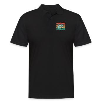 Retro Text Papier Kranich Falten Eule Meister Origami - Männer Poloshirt - Schwarz - Vorne - Kai (181cm)