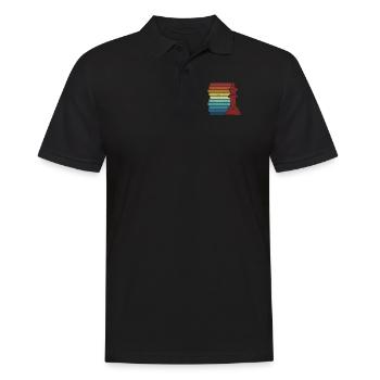 Retro Großmeister Dame Spieler Profi Schach - Männer Poloshirt - Schwarz - Vorne - Kai (181cm)