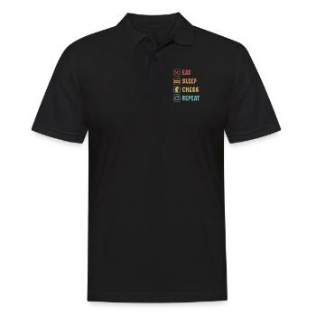 Eat Sleep Schach Wiederholungsspieler Großmeister Königin - Männer Poloshirt - Schwarz - Vorne - Kai (181cm)