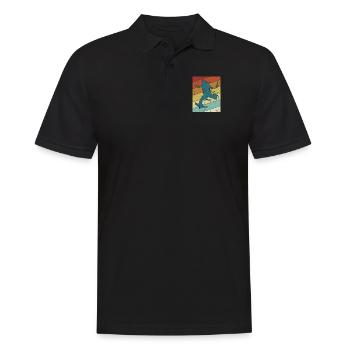 Retro Fußballprofi Fußballgott Fußballspieler - Männer Poloshirt - Schwarz - Vorne - Kai (181cm)