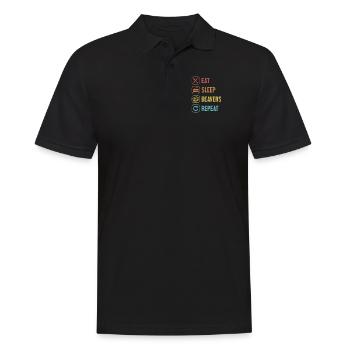 Eat Sleep Beavers Repeat Eurasian Castor - Men's Polo Shirt - black - Front - Kai (181cm)
