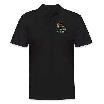 Essen Schlaf Fagott Wiederholen Aerophone Musik - Männer Poloshirt - Schwarz - Vorne - Kai (181cm)