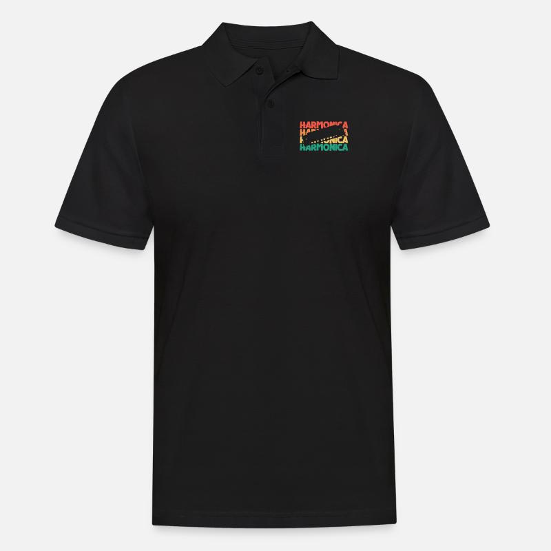 Harmonica Retro Text Harmonist Harmonicist - Men's Polo Shirt - black