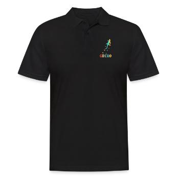 Retro Schopfeidechse Gekkota Gecko Experte Leopard - Männer Poloshirt - Schwarz - Vorne - Kai (181cm)