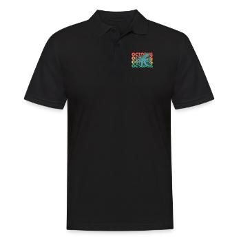 Octopus Retro Text Octopoda Cephalopoda Octopodes - Men's Polo Shirt - black - Front - Kai (181cm)