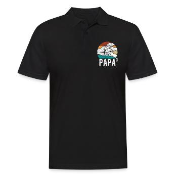 Papa von drei Kindern - Team - Familie - Männer Poloshirt - Schwarz - Vorne - Kai (181cm)