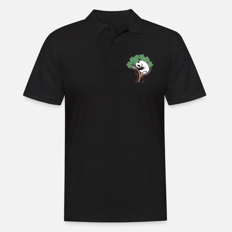 Panda in einem Baum - Männer Poloshirt - Schwarz