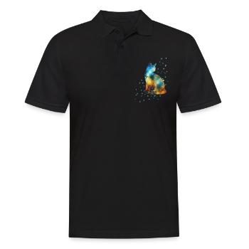 Katze auf der Milchstraße Vintage Universum Sterne - Männer Poloshirt - Schwarz - Vorne - Kai (181cm)