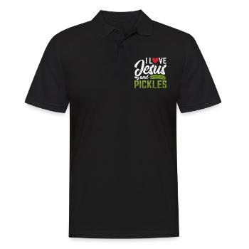 I Love Jesus And Pickles - Männer Poloshirt - Schwarz - Vorne - Kai (181cm)