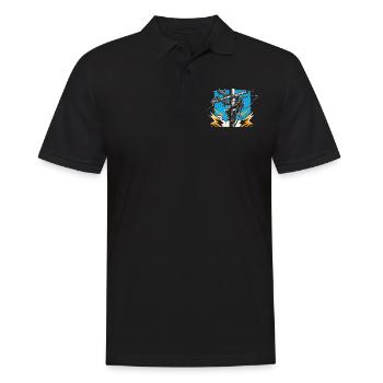 Elektriker am Mast - Starkstrom-Profi - Männer Poloshirt - Schwarz - Vorne - Kai (181cm)