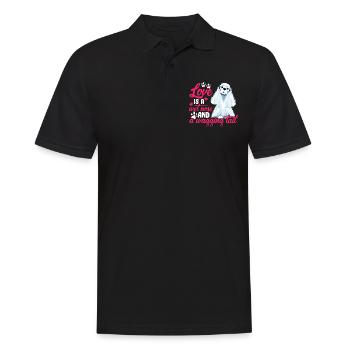 Cocker Spaniel Liebe Ist Nass Nase Wedeln Schwanz - Männer Poloshirt - Schwarz - Vorne - Kai (181cm)