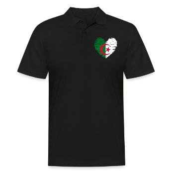 Algerien Herz Flagge Fahne Wappen - Männer Poloshirt - Schwarz - Vorne - Kai (181cm)